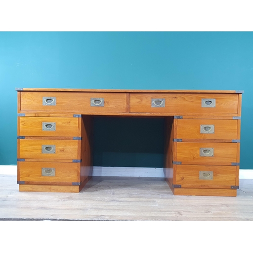 70 - A modern Desk fitted eight drawers with brass inset handles, 5ft 10in and a Desk Tidy (R9)