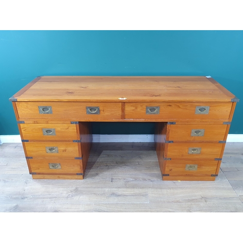 70 - A modern Desk fitted eight drawers with brass inset handles, 5ft 10in and a Desk Tidy (R9)