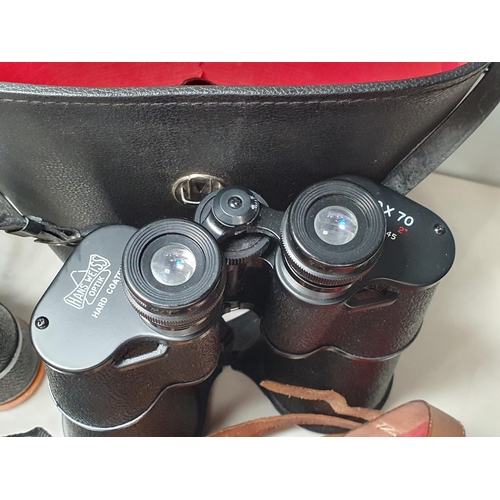 701 - A Box of various Binoculars and a modern Barometer (R9)