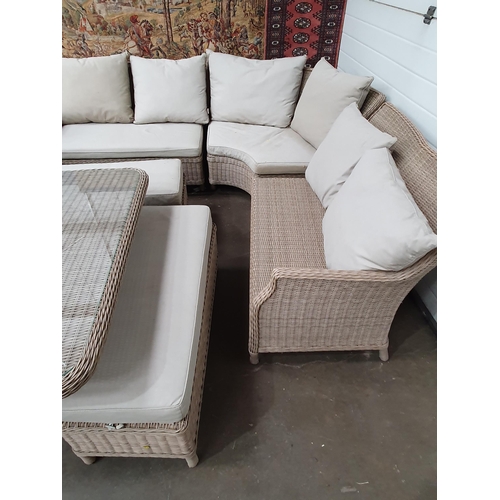 746 - A Bramblecrest Garden Furniture Set comprising of a sectional corner sofa, with square glass-topped ... 