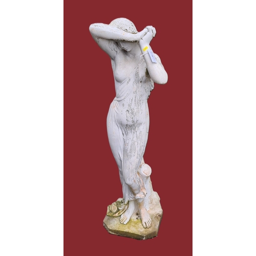 78 - A white composite Garden Statue of standing classical maiden in costume, 3ft 9in H