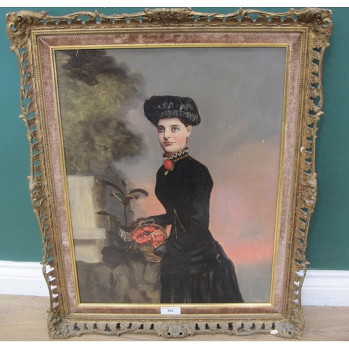 503 - ENGLISH SCHOOL C. 1870. Portrait of a Lady, three-quarter length, wearing black, oil on canvas, 24 x... 