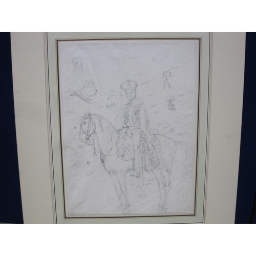 511 - FRANZ JOSEPH MANSKIRCH. A Calvary Charge,recto; an unfinished portrait of a lady, verso, signed, pen... 