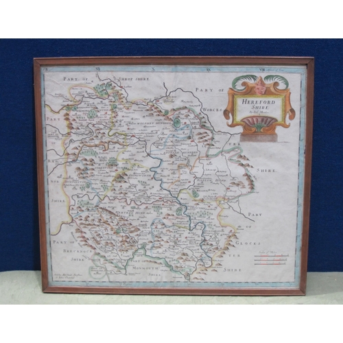 512 - ROBERT MORDEN. An engraved  Map of Herefordshire, coloured, 14 x 16 in