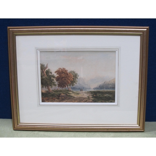 515 - CIRCLE OF ANTHONY VAN DYKE COPLEY FIELDING. An extensive lake landscape, watercolour, 6 1/2 x 9 1/2 ... 