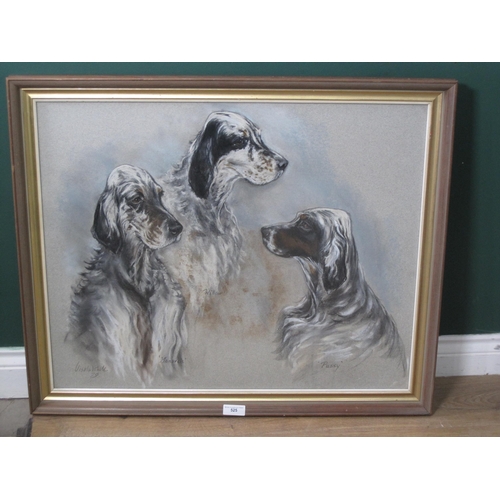 525 - URSULA WHITE. Study of English Setters, signed, titled and dated 1979, pastel, 23 1/2 x 29 1/2 in (R... 