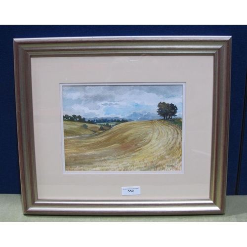 550 - CHARLES BONE PPRI. Corn Stubble, signed, watercolour, 8 1/2 x 11 in; together with a small selection... 