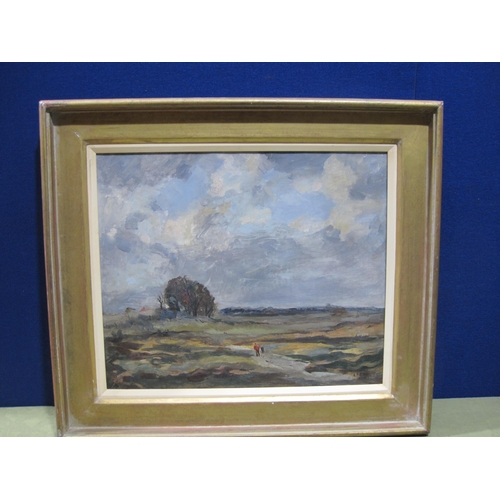 552 - ROWLAND SUDDABY. A windswept landscape with figures on a Track, signed, oil on canvas, 20 x 24 in (a... 