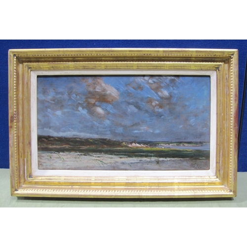 554 - PAUL PAUL RBA. A Coastal Landscape, signed, oil on panel, 8 1/2 x 16 in