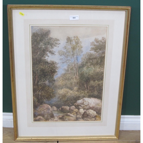 564 - ASCRIBED TO DAVID COX. A river view, watercolour, 22 x 15 in; and seven other watercolours and Drawi... 