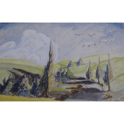 564 - ASCRIBED TO DAVID COX. A river view, watercolour, 22 x 15 in; and seven other watercolours and Drawi... 