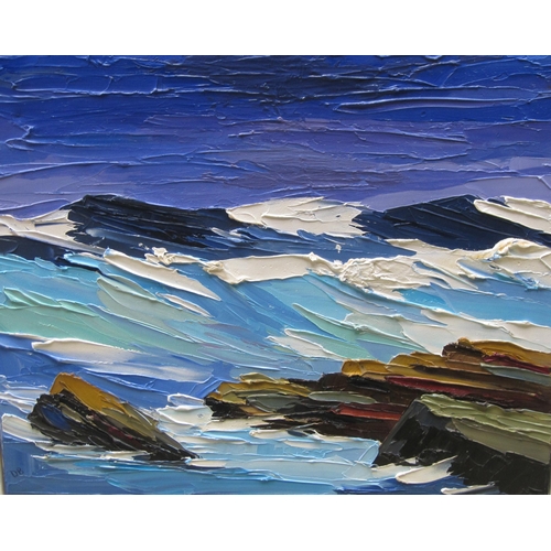 567 - DAVID BARNES. Breakers on a Shore; and Waves, signed with initials, oil on canvas, 16 x 20 in; a pai... 