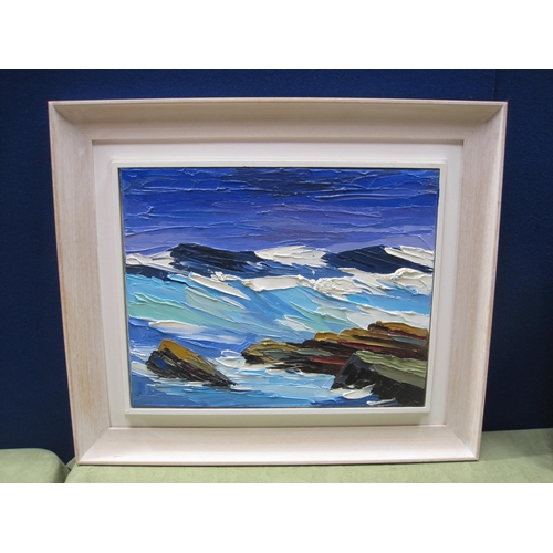 567 - DAVID BARNES. Breakers on a Shore; and Waves, signed with initials, oil on canvas, 16 x 20 in; a pai... 