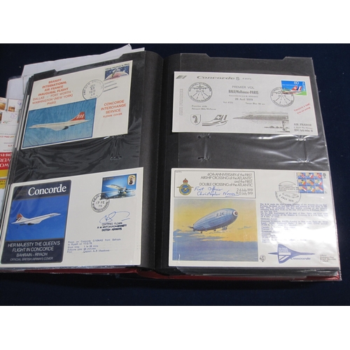 572 - An extensive collection of approximately 90 First Day Covers contained in an album, charting Concord... 