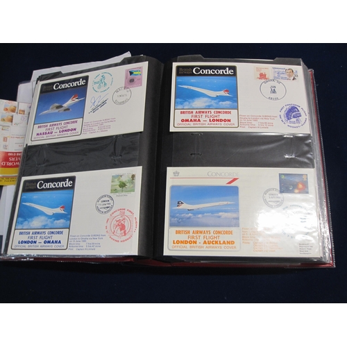 572 - An extensive collection of approximately 90 First Day Covers contained in an album, charting Concord... 