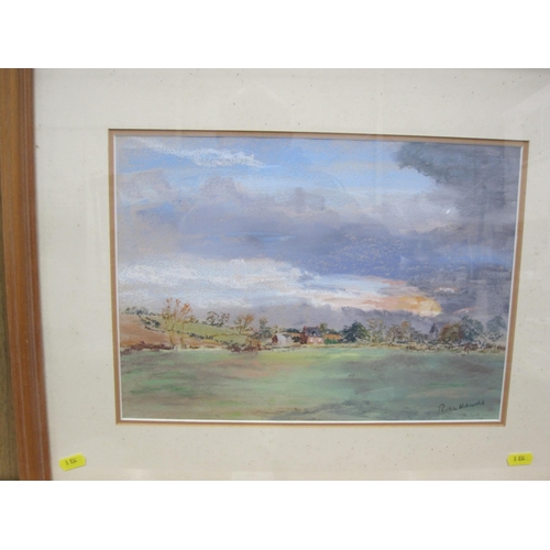 723 - JANE LAMPARD. 'Flooded Meadows near Cricklade', signed, pastel, 22 x 27 in; together with a seection... 