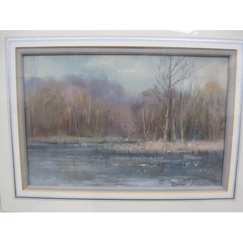 723 - JANE LAMPARD. 'Flooded Meadows near Cricklade', signed, pastel, 22 x 27 in; together with a seection... 