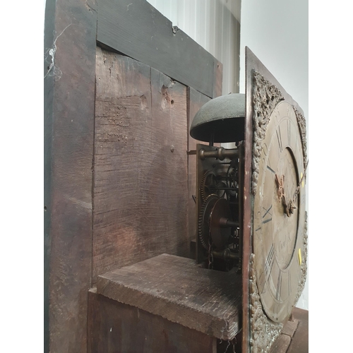 421 - An 18th Century oak Longcase Clock with square brass dial inscribed Rees Williams, Cwm Usk, with 30 ... 