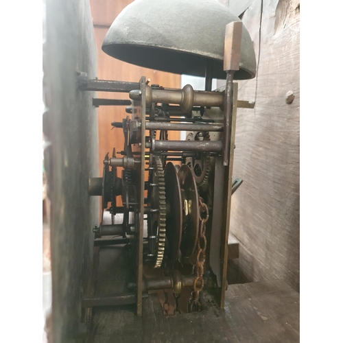 421 - An 18th Century oak Longcase Clock with square brass dial inscribed Rees Williams, Cwm Usk, with 30 ... 