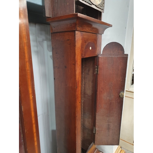 421 - An 18th Century oak Longcase Clock with square brass dial inscribed Rees Williams, Cwm Usk, with 30 ... 