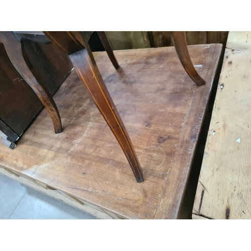 18 - A pine Shop Counter with mahogany top above six panel front, raised on moulded plinth base, 3ft High... 