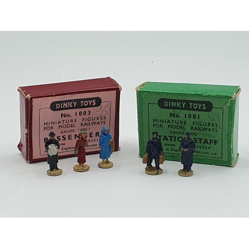 1055 - Boxed Hornby Dublo 1001 Railway Staff and 1003 Railway Passengers, rarer earlier boxes before the th... 