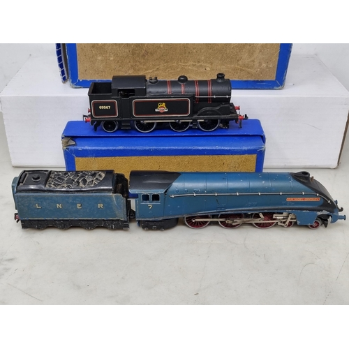 1074 - A boxed Hornby Dublo EDL17 0-6-2T in BR black livery, a boxed EDL18 2-6-4T (box poor condition) and ... 