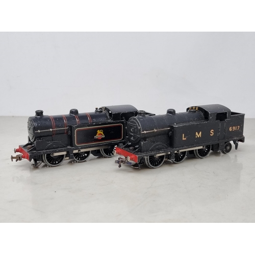 1075 - Two unboxed Hornby Dublo 3-rail 0-6-2T Locomotives, one in LMS black and the other in BR gloss black... 