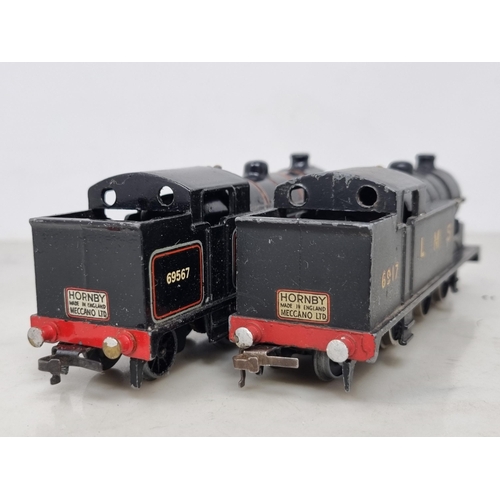 1076 - Two unboxed Hornby Dublo 3-rail 0-6-2T Locomotives, one in LMS matt black and the other in BR gloss ... 