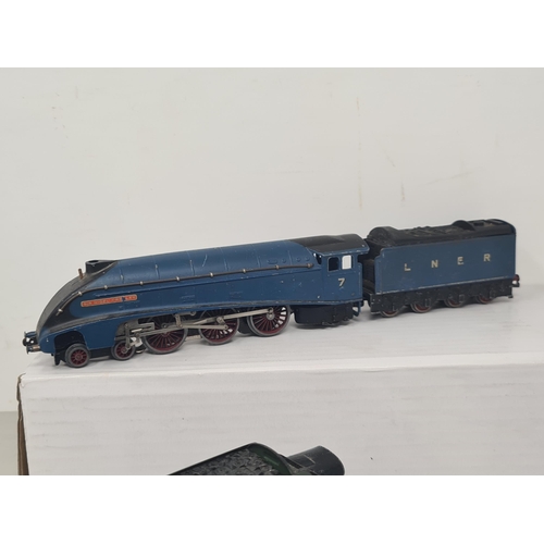 1101 - Four Hornby Dublo 3-rail Locomotives including Co-Co diesel, 0-6-2T in BR black livery, A4 'Sir Nige... 