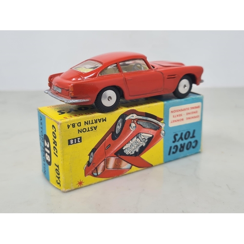 1155 - A boxed Corgi Toys No.218 red Aston Martin DB4, Nr M, box Ex plus