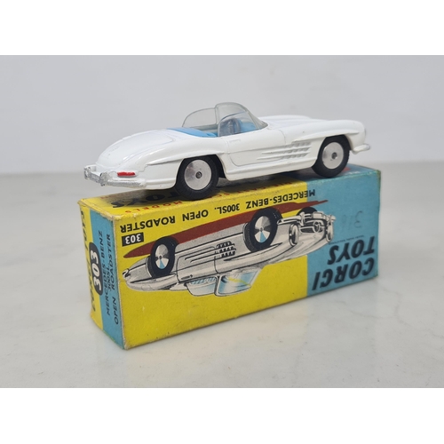 1156 - A boxed Corgi Toys No.303 Mercedes-Benz 300SL Open Roadster, Nr M, box Ex