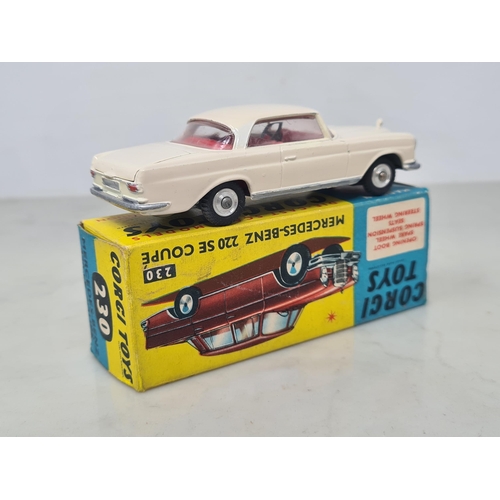 1157 - A boxed Corgi Toys No.230 cream Mercedes-Benz 220SE Coupe, Nr M, box Ex plus