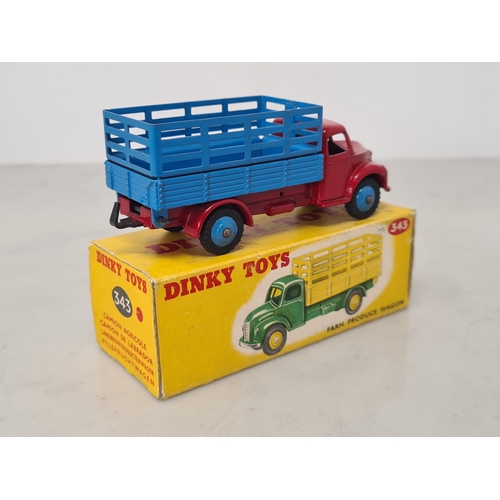 1177 - A boxed Dinky Toys No.343 Farm Produce Van with red chassis, Nr M, box Ex plus