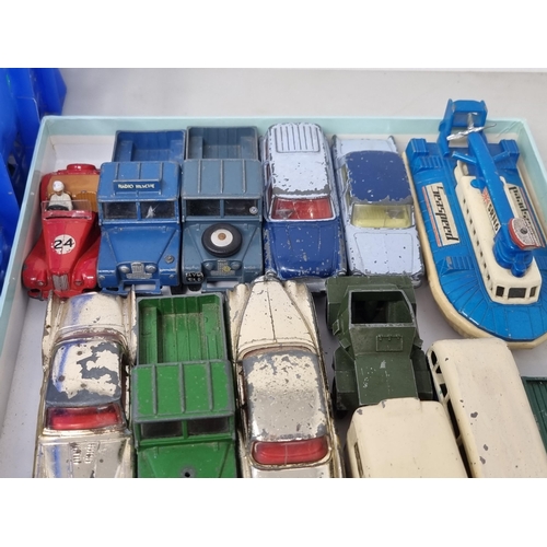 1195 - Two trays of play worn Corgi, Dinky and other diecast Models