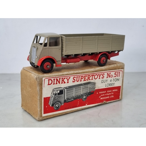 1208 - A boxed Dinky Supertoys No.511 grey with red chassis Guy 4-ton Lorry, Nr M-M, box Ex