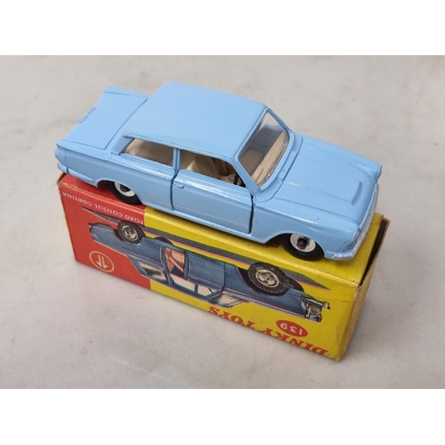 1218 - A boxed Dinky Toys No.139 pale blue Ford Consul Cortina, Nr M-M, box VG-Ex