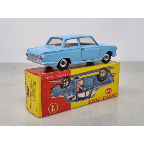 1218 - A boxed Dinky Toys No.139 pale blue Ford Consul Cortina, Nr M-M, box VG-Ex