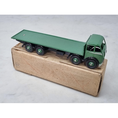 1220 - A boxed Dinky Supertoys No.502 green with black Chassis Foden Flat Truck, Nr M-M, box Ex