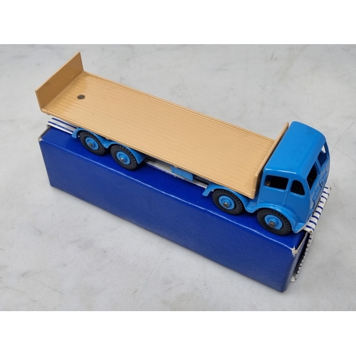 1267 - A rare boxed Dinky Toys No.903 blue and cream Foden Flat Truck with tailboard, Nr M-M, box Ex with c... 