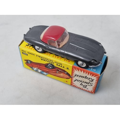 1271 - A boxed Corgi Toys No.307 graphite Jaguar E-type with club leaflet, Nr M-M, box superb