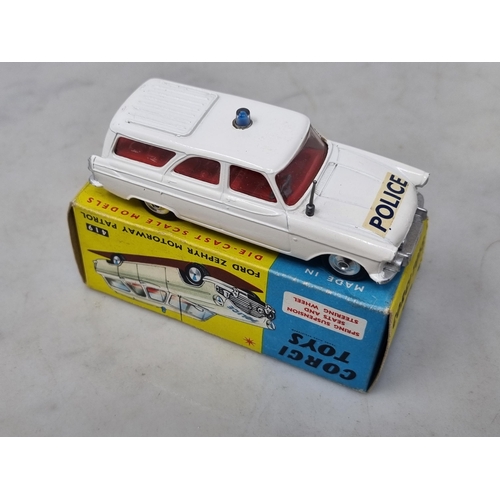 1279 - A boxed Corgi Toys No.419 Ford Zephyr Motorway Patrol with dished hubs, Nr M-M, box Ex