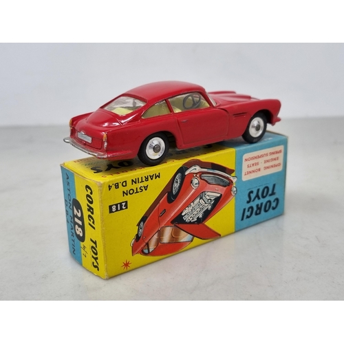 1285 - A boxed Corgi Toys No.218 red Aston Martin DB4, Nr M-M, box Ex plus