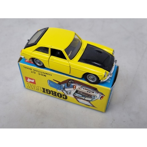 1286 - A boxed Corgi Toys No.345 MGC GT Competition Model with racing numbers and leaflet, Nr M-M, box supe... 