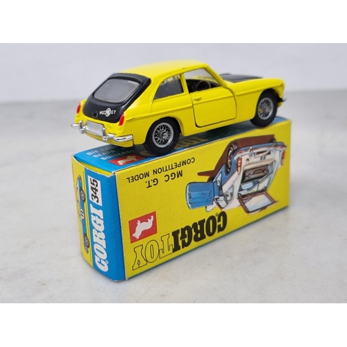 1286 - A boxed Corgi Toys No.345 MGC GT Competition Model with racing numbers and leaflet, Nr M-M, box supe... 