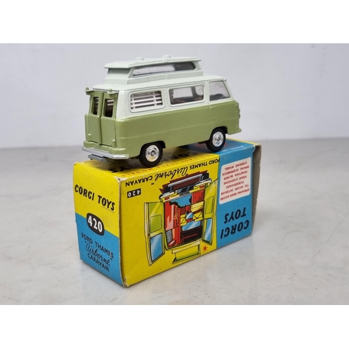 1289 - A boxed Corgi Toys No.420 two tone green Ford Thames Airborne Caravan, Nr M-M, box superb