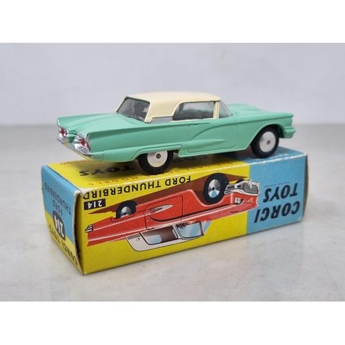 1296 - A boxed Corgi Toys No.214 cream and green Ford Thunderbird, Nr M-M, box Ex plus