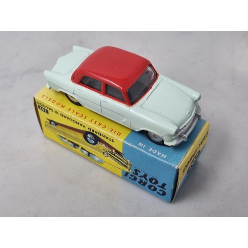 1303 - A boxed Corgi Toys No.207 pale blue and red Standard Vanguard III Saloon, Nr M-M, box Ex