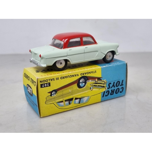 1303 - A boxed Corgi Toys No.207 pale blue and red Standard Vanguard III Saloon, Nr M-M, box Ex