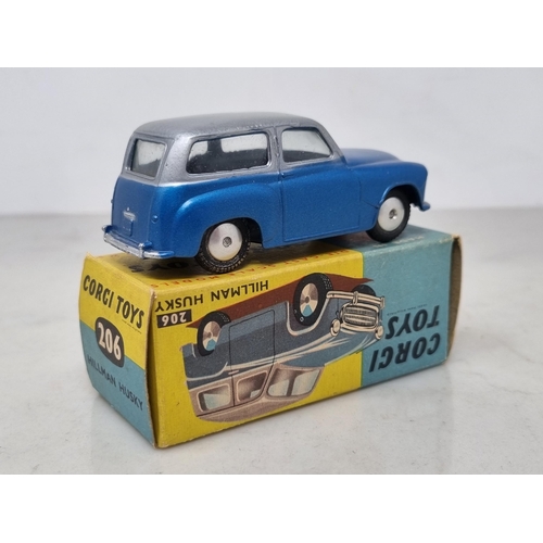 1306 - A boxed Corgi Toys No.206 blue and silver Hillman Husky with leaflet, Nr M-M, box VG